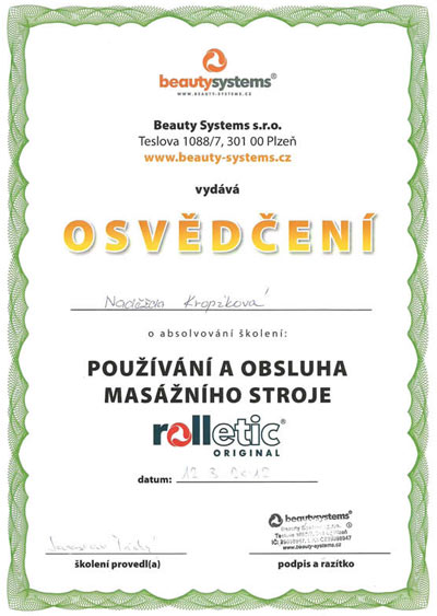 Certifikát Rolletic